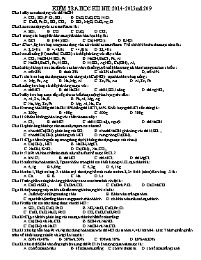 Kiểm tra học kì I năm học 2014 - 2015 - Mã 209